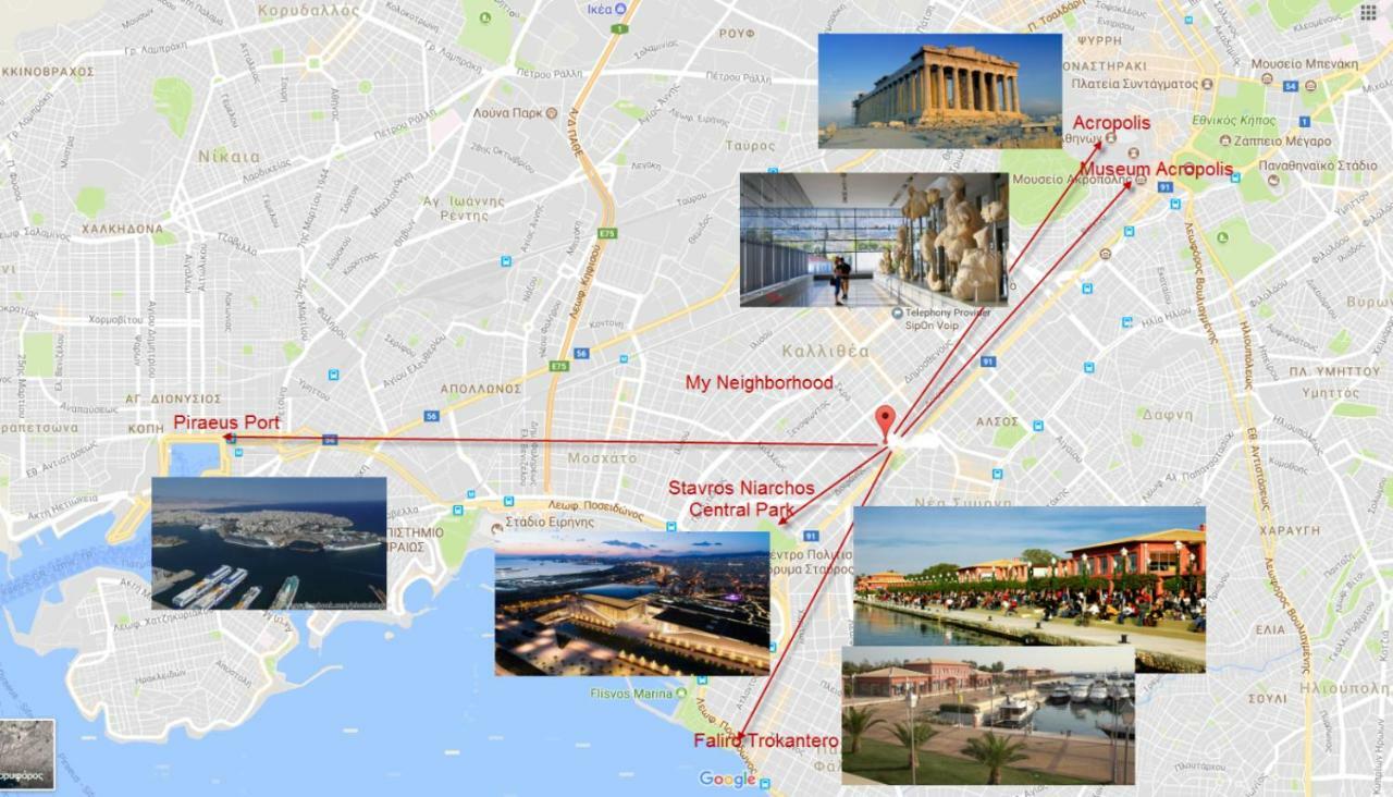 Apartment Near Stavros Niarchos Park & Acropolis Aten Exteriör bild
